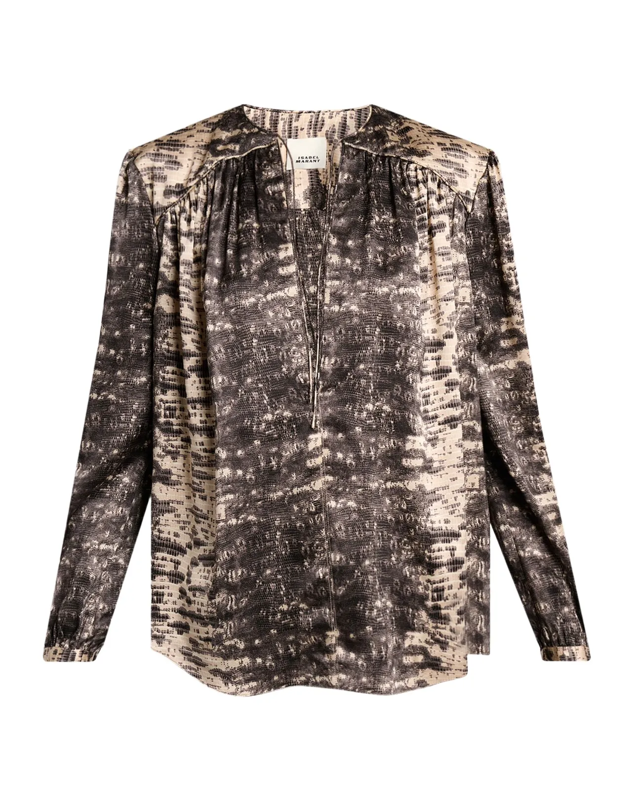 Isabel Marant Laraya Snake-Print Silk Peasant Blouse