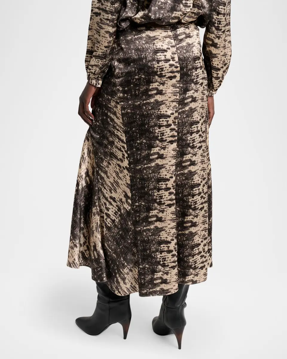Isabel Marant Laren Python-Print Ruched Silk Midi Skirt | Thumbnail 3 Isabel Marant Laren Python-Print Ruched Silk Midi Skirt | Thumbnail 3