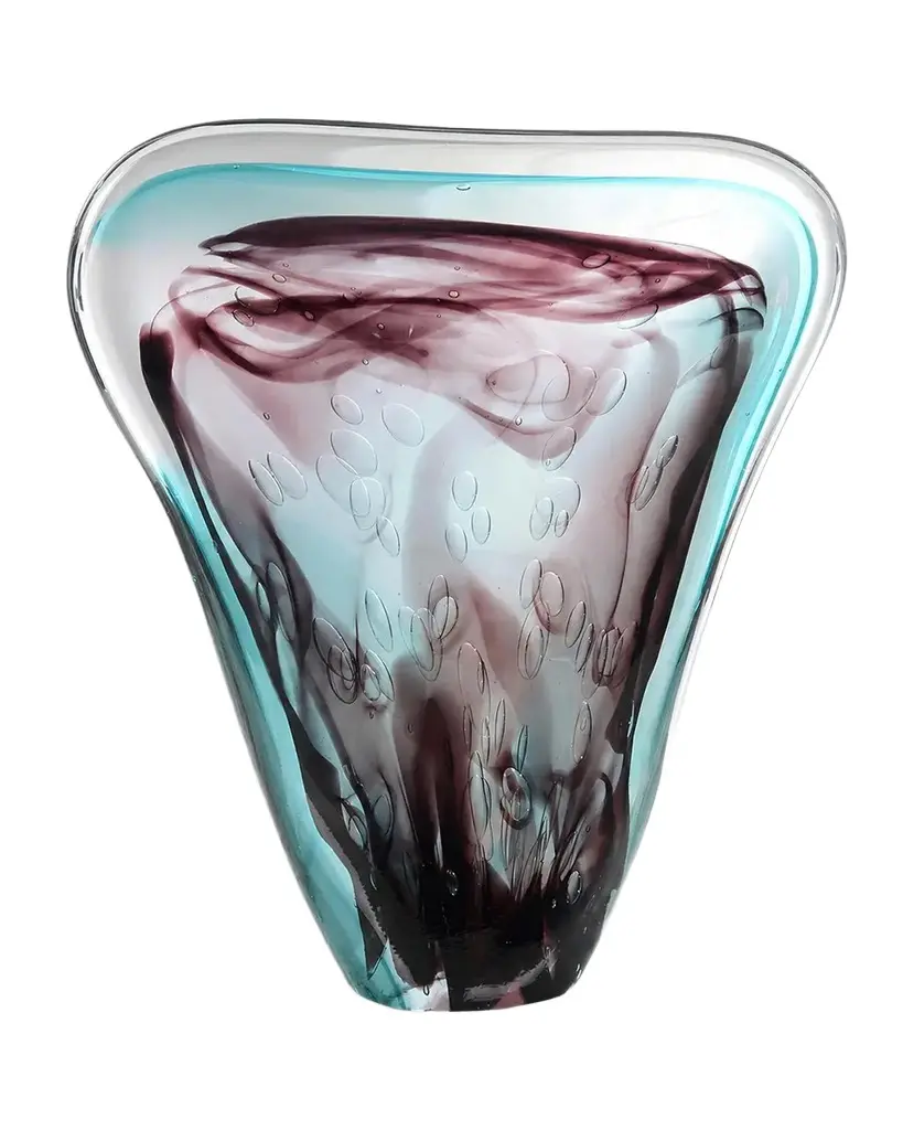 Eggplant Purple and Turquoise Handblown Glass Sculpture II Eggplant Purple and Turquoise Handblown Glass Sculpture II