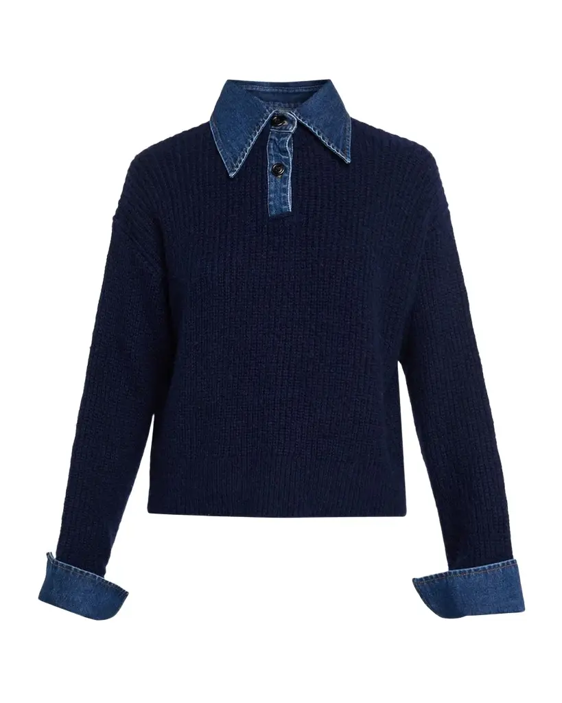 Le Jean Harvey Mixed-Media Sweater