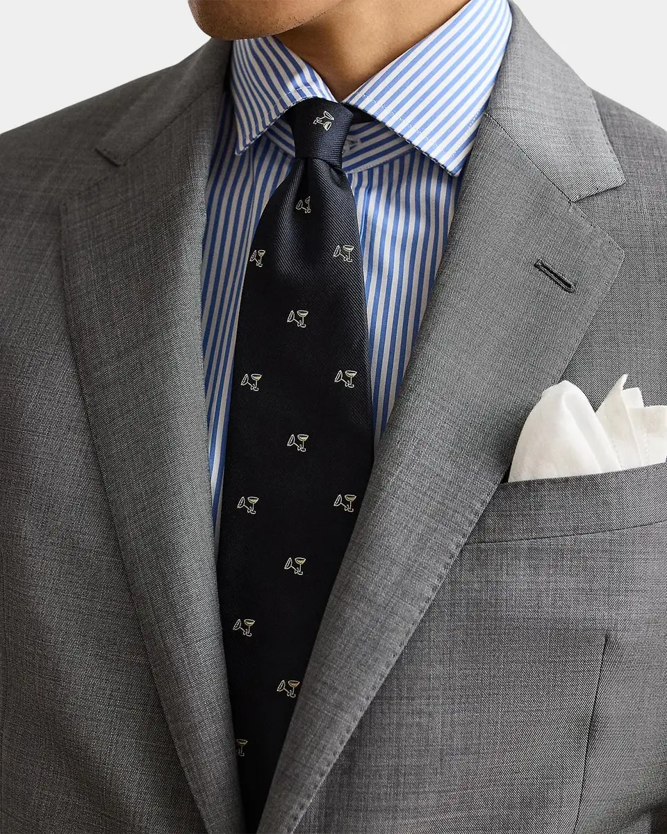 Ralph Lauren Men's Cocktail-Patterned Silk Repp Tie | Thumbnail 4 Ralph Lauren Men's Cocktail-Patterned Silk Repp Tie | Thumbnail 4