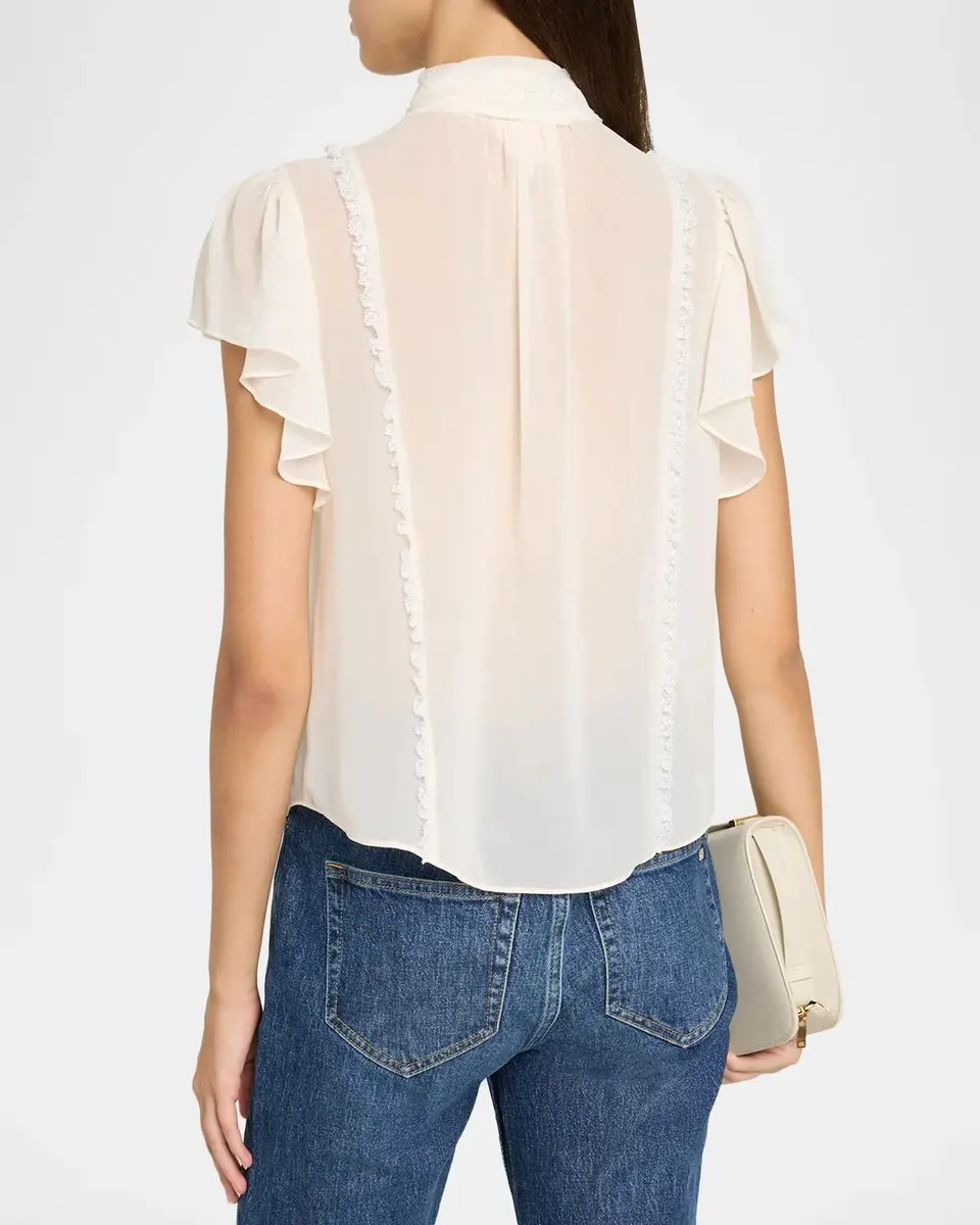 Cinq à Sept Virelle Lace-Trim Sheer Blouse | Thumbnail 3 Cinq à Sept Virelle Lace-Trim Sheer Blouse | Thumbnail 3