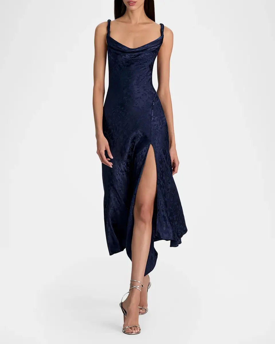 Alice + Olivia Monique Twist Strap Cowl-Neck Midi Dress | Thumbnail 2 Alice + Olivia Monique Twist Strap Cowl-Neck Midi Dress | Thumbnail 2