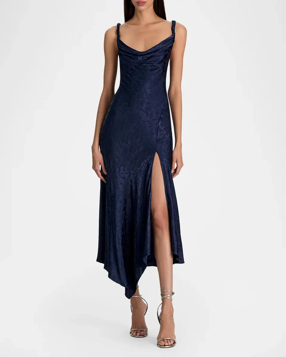 Alice + Olivia Monique Twist Strap Cowl-Neck Midi Dress | Thumbnail 4 Alice + Olivia Monique Twist Strap Cowl-Neck Midi Dress | Thumbnail 4