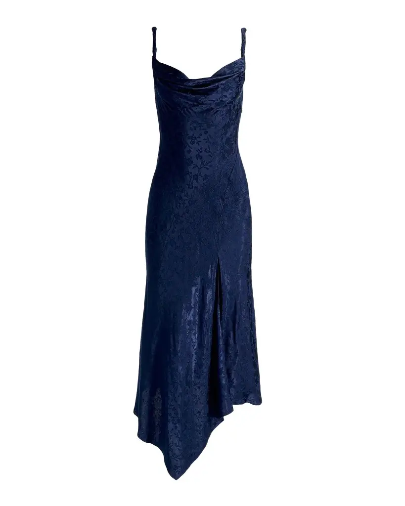Alice + Olivia Monique Twist Strap Cowl-Neck Midi Dress