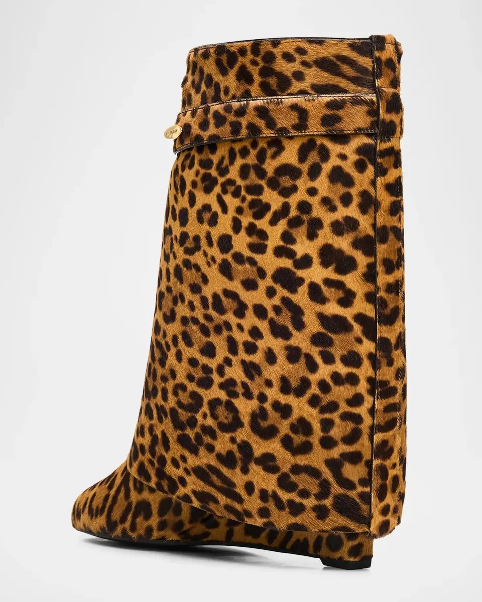 Givenchy 90mm Shark Pinch Leopard Calf Hair Wedge Ankle Boots | Thumbnail 4