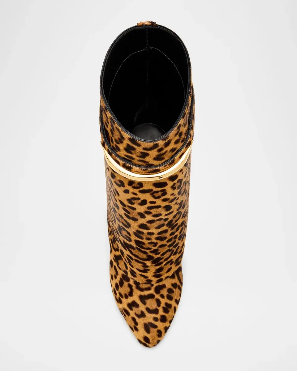 Givenchy 90mm Shark Pinch Leopard Calf Hair Wedge Ankle Boots | Thumbnail 5