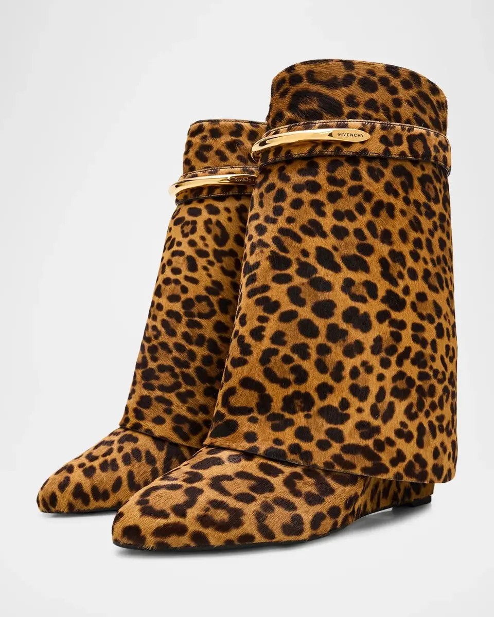 Givenchy 90mm Shark Pinch Leopard Calf Hair Wedge Ankle Boots | Thumbnail 6
