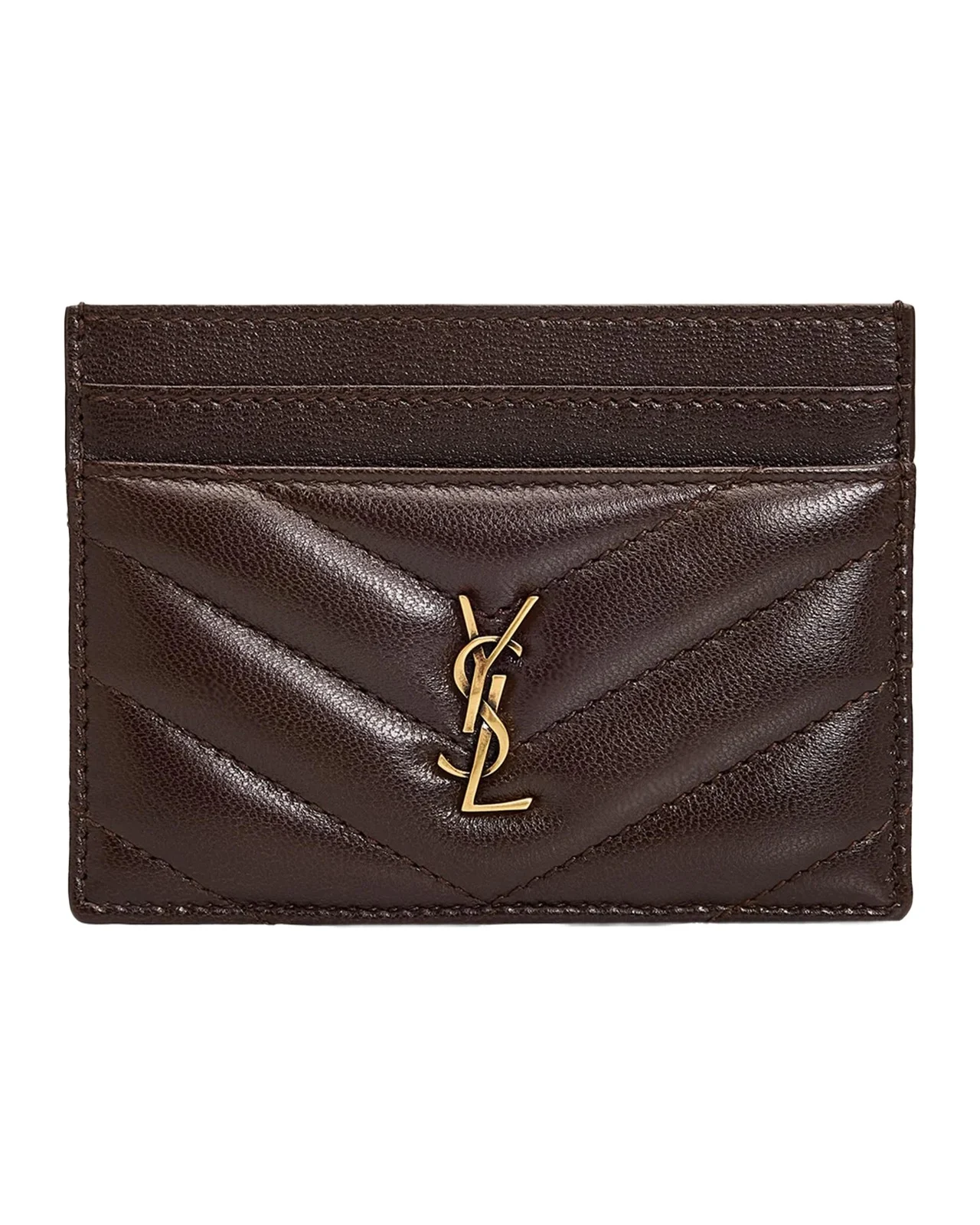 Saint Laurent Cassandre Logo Quilted Leather Card Case
