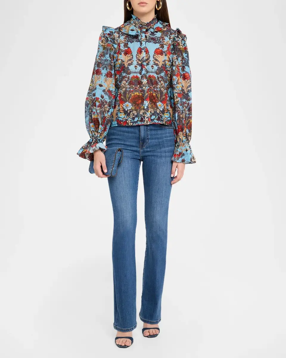 Alice + Olivia Bernice Ruffled Floral Cotton Blouse | Thumbnail 2