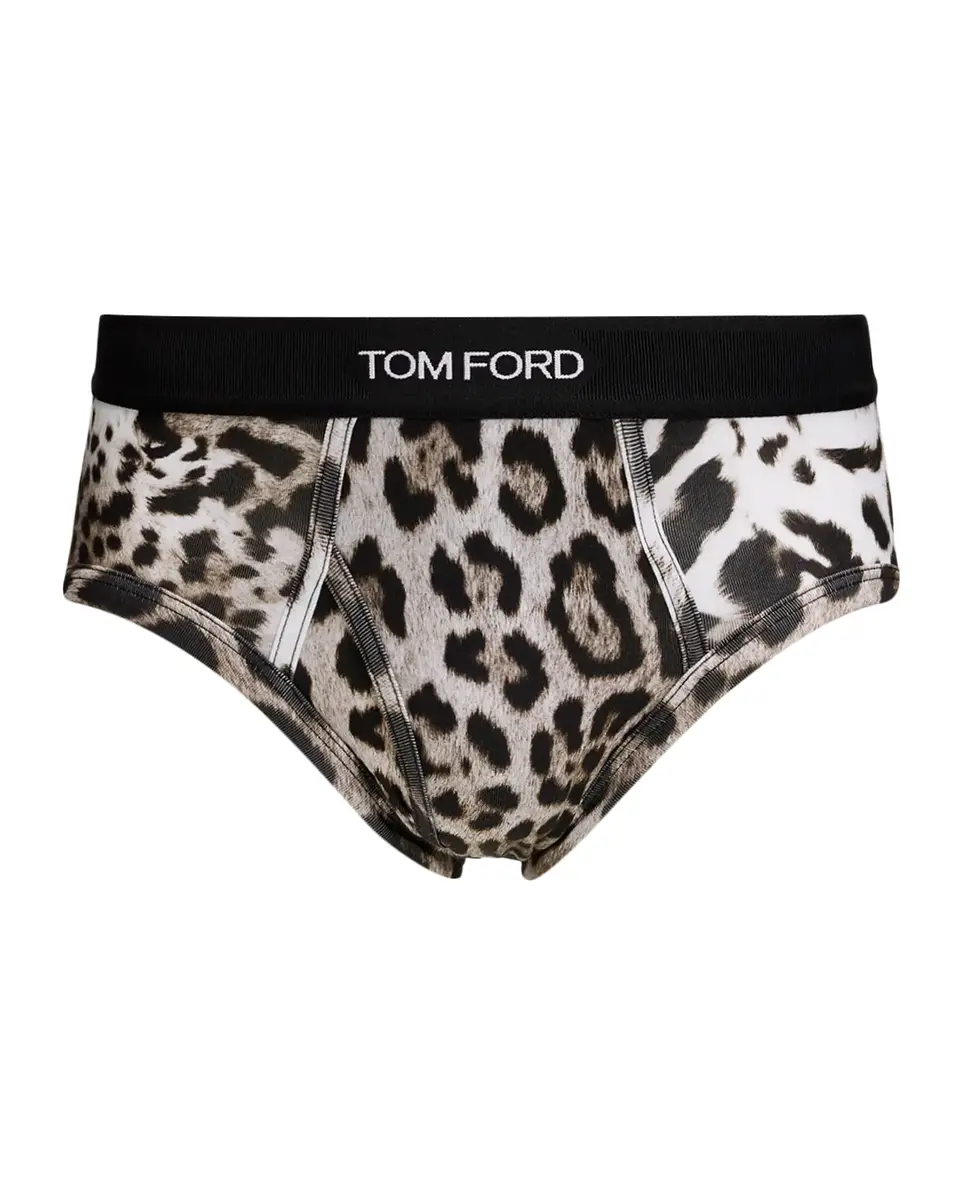 Tom Ford Men's Snow Leopard-Print Briefs | Thumbnail 2 Tom Ford Men's Snow Leopard-Print Briefs | Thumbnail 2