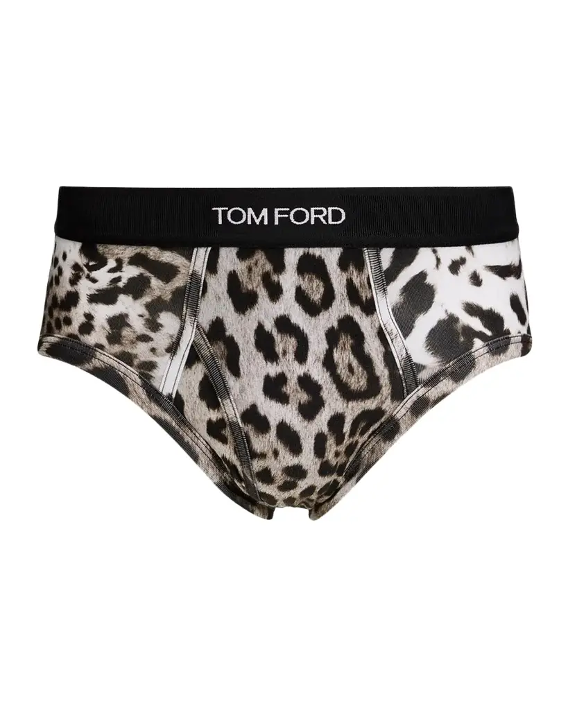 Tom Ford Men's Snow Leopard-Print Briefs