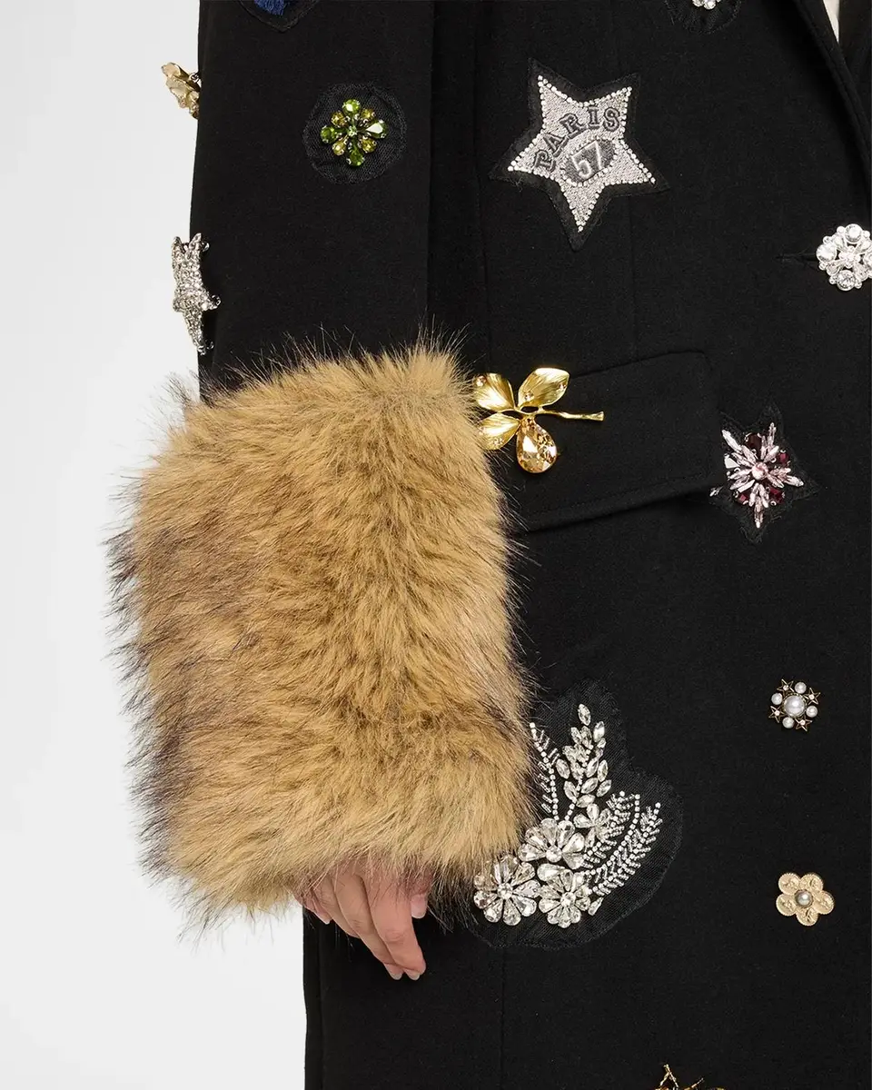 Cinq à Sept Mariella Embellished Faux-Fur-Cuff Coat | Thumbnail 5