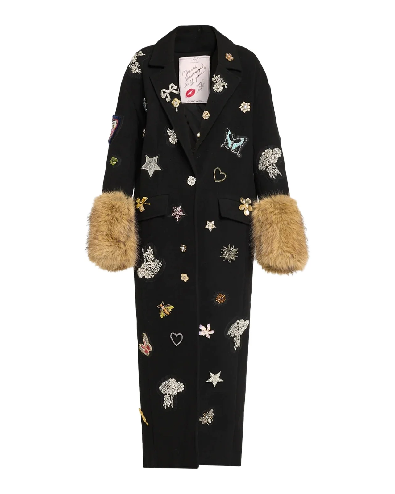 Mariella Embellished Faux-Fur-Cuff Coat Mariella Embellished Faux-Fur-Cuff Coat