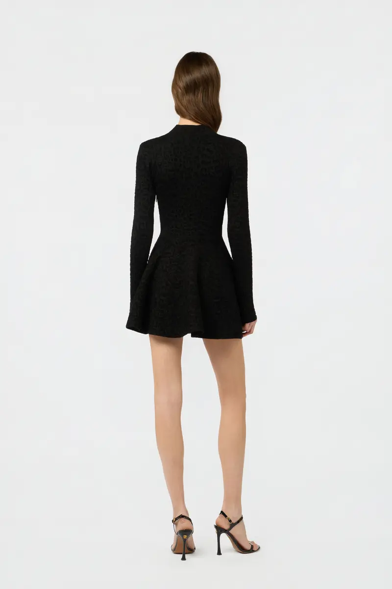 Roberto Cavalli Black Knit Mini Dress with Leopard Motif | Thumbnail 3
