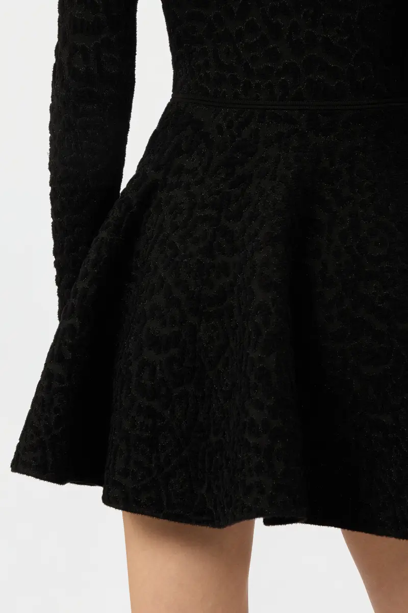 Roberto Cavalli Black Knit Mini Dress with Leopard Motif | Thumbnail 5