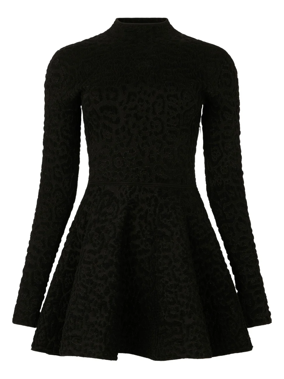 Roberto Cavalli Black Knit Mini Dress with Leopard Motif