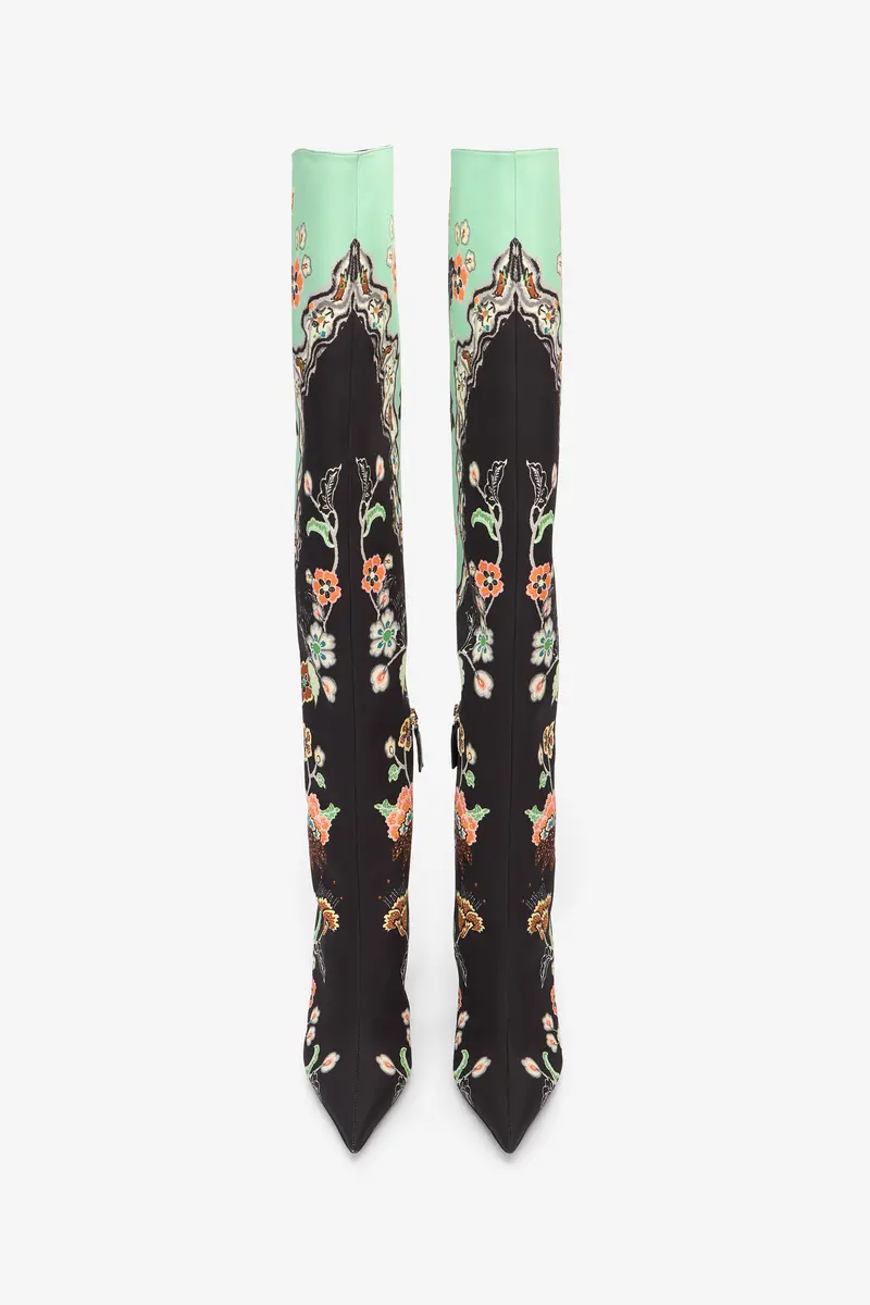 Roberto Cavalli Boots in Silk with Kimono Print | Thumbnail 3