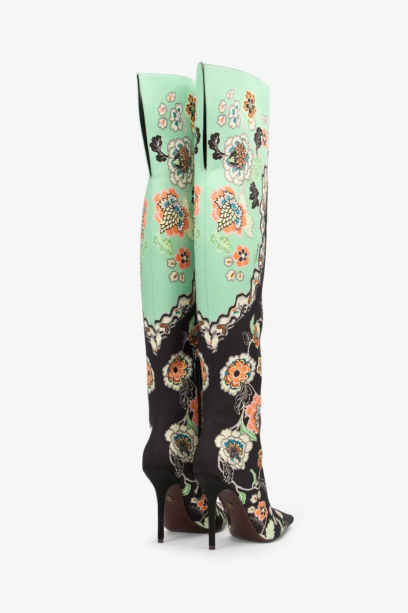 Roberto Cavalli Boots in Silk with Kimono Print | Thumbnail 4