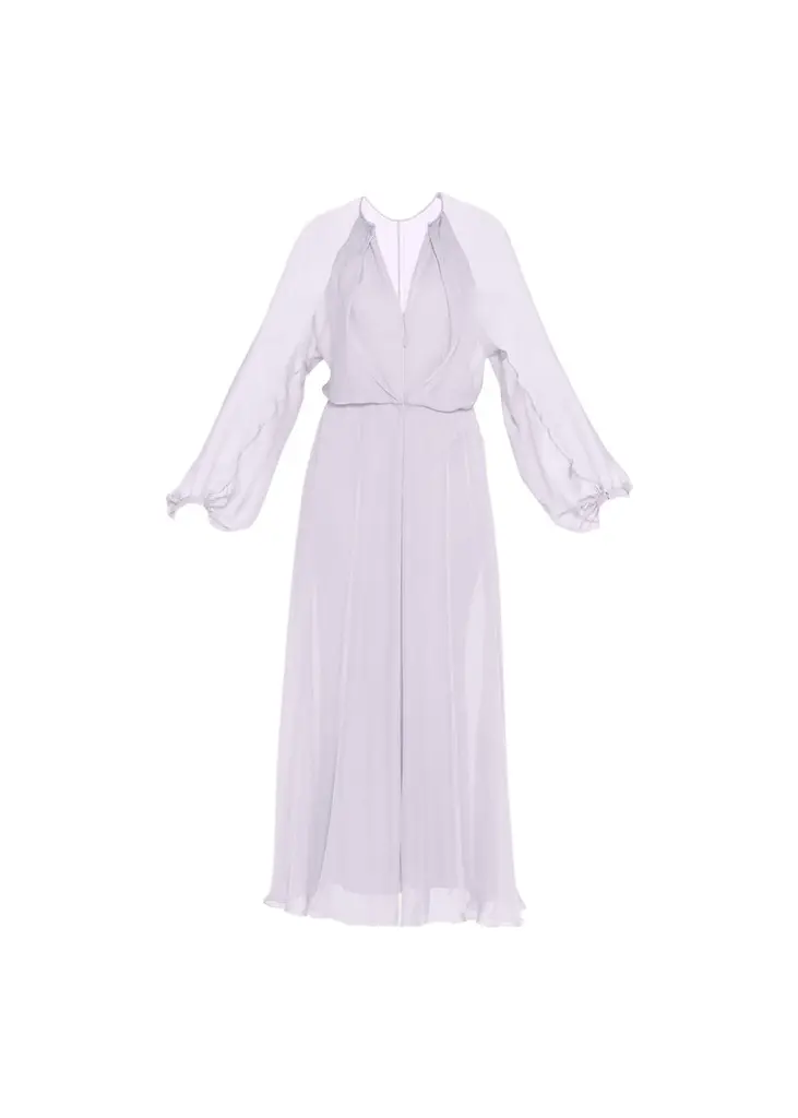 Giorgio Armani Zip-Front Long-Sleeve Silk Chiffon Layered Gown