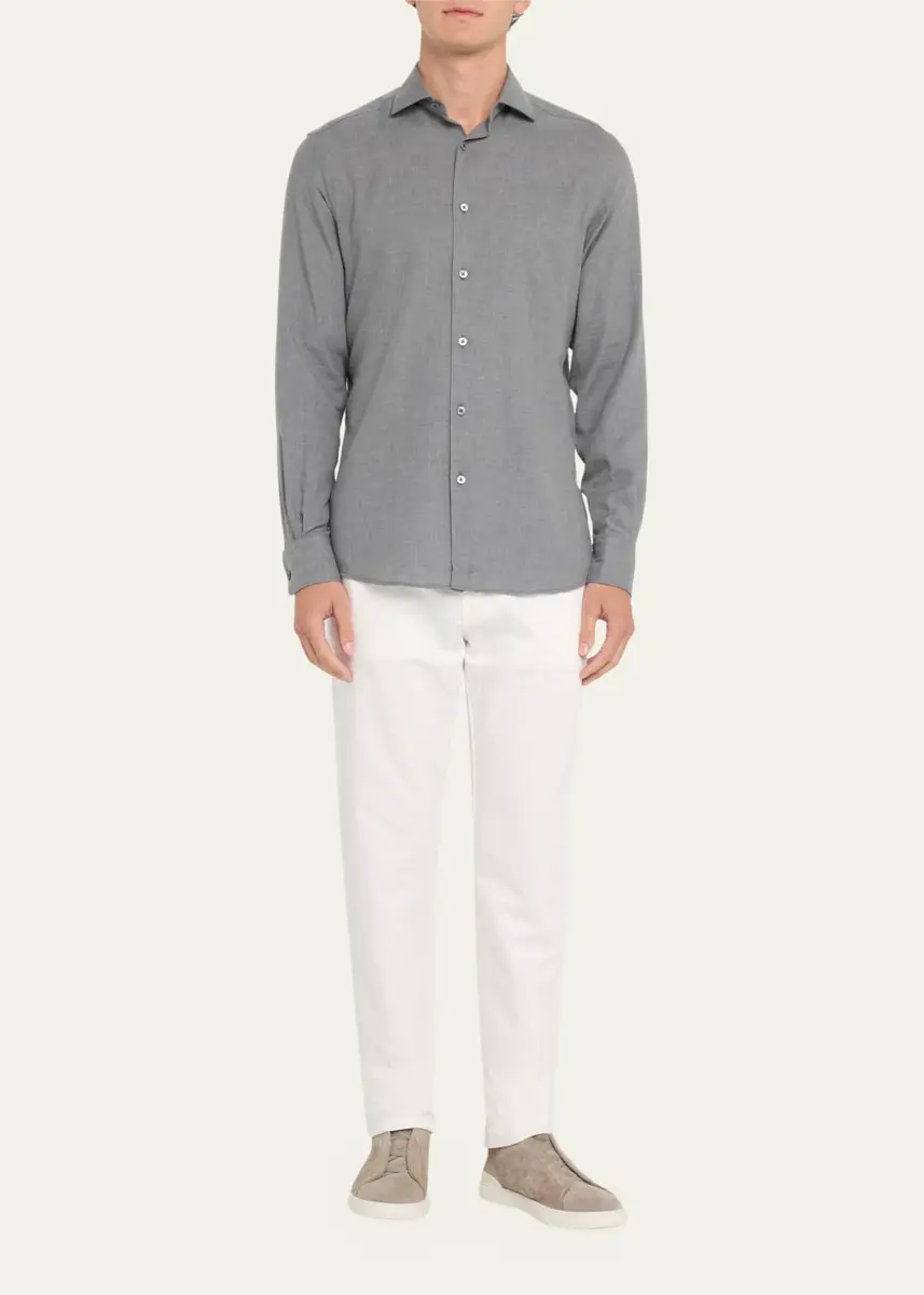 Zegna Men's Cashco Melange Sport Shirt | Thumbnail 2 Zegna Men's Cashco Melange Sport Shirt | Thumbnail 2
