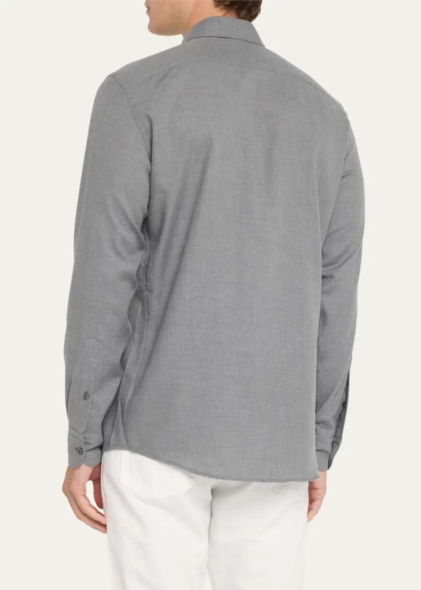 Zegna Men's Cashco Melange Sport Shirt | Thumbnail 3 Zegna Men's Cashco Melange Sport Shirt | Thumbnail 3