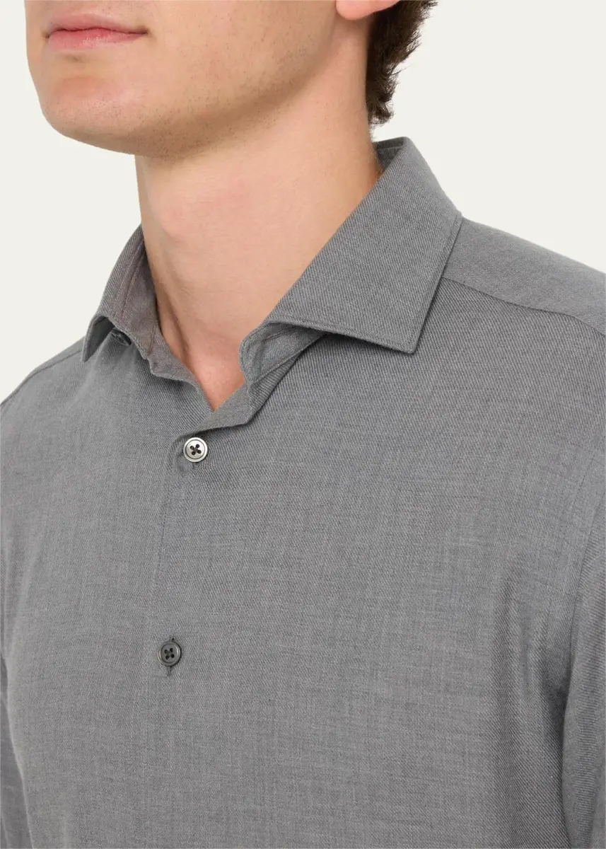 Zegna Men's Cashco Melange Sport Shirt | Thumbnail 5 Zegna Men's Cashco Melange Sport Shirt | Thumbnail 5