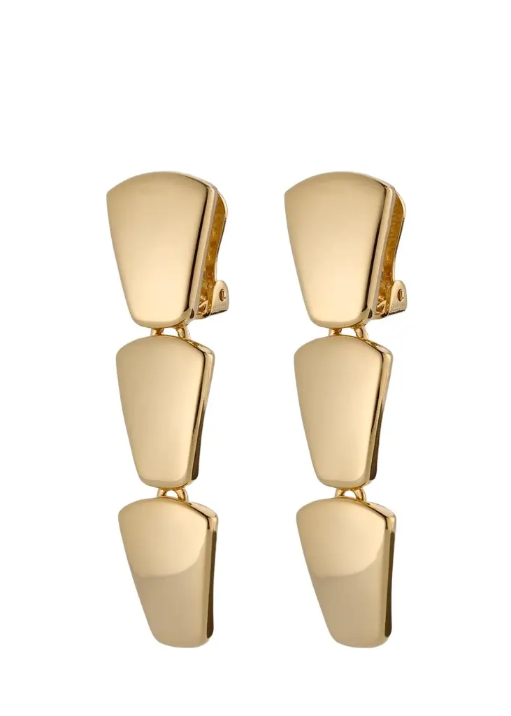 ben-amun Pueblo Gold-Plated Geometric Drop Clip-On Earrings