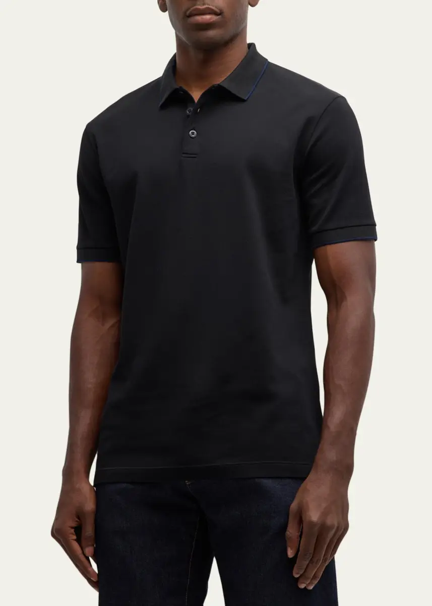 Giorgio Armani Men's Tipped Polo Shirt | Thumbnail 4 Giorgio Armani Men's Tipped Polo Shirt | Thumbnail 4