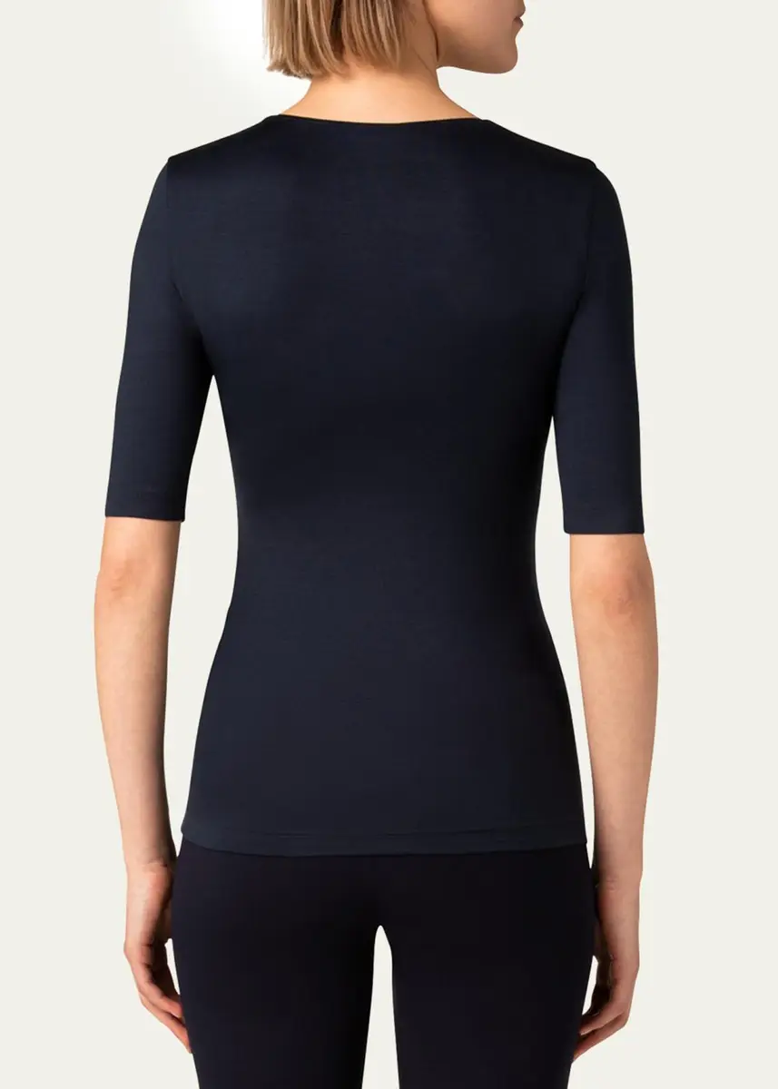 Akris Scoop-Neck Silk Jersey T-Shirt | Thumbnail 4 Akris Scoop-Neck Silk Jersey T-Shirt | Thumbnail 4