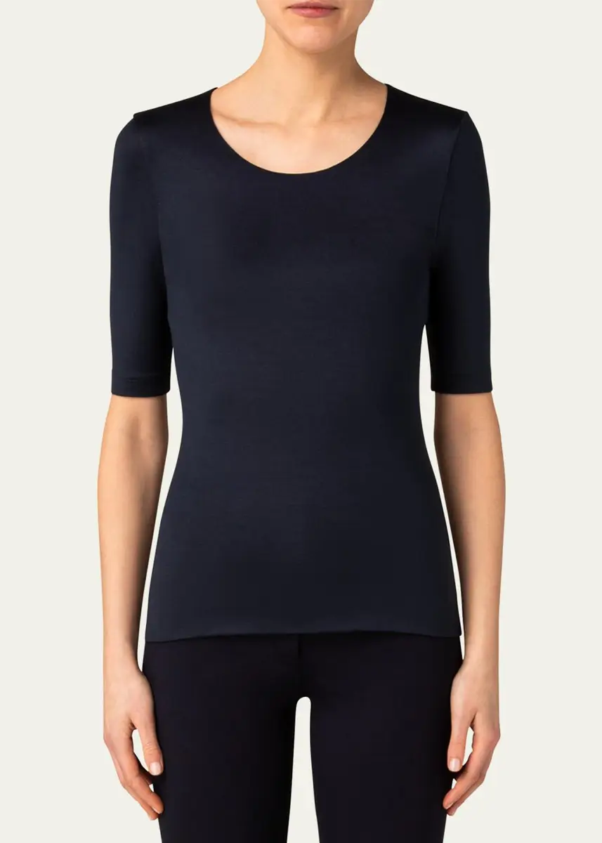 Akris Scoop-Neck Silk Jersey T-Shirt | Thumbnail 5 Akris Scoop-Neck Silk Jersey T-Shirt | Thumbnail 5