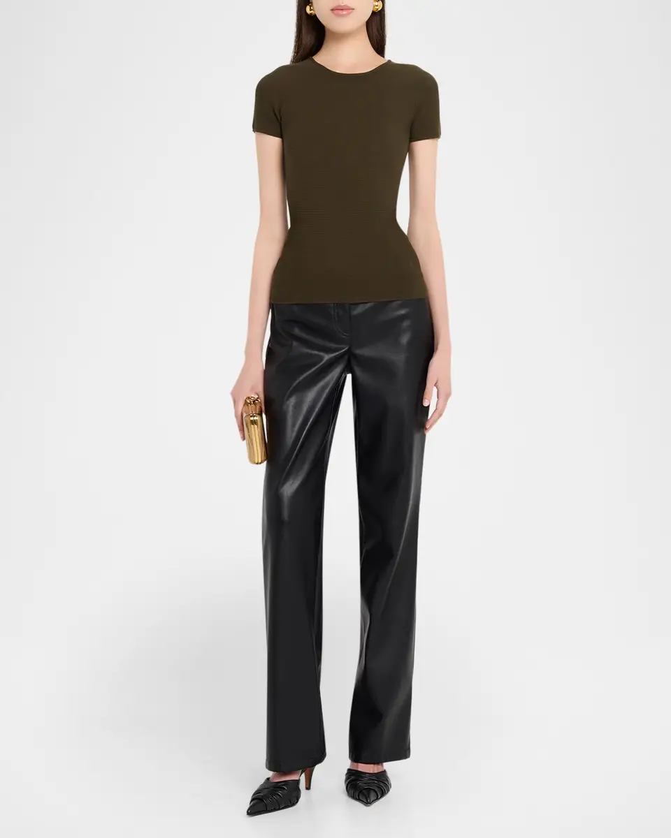 Giorgio Armani Ottoman Knit Fitted Short-Sleeve T-Shirt | Thumbnail 2