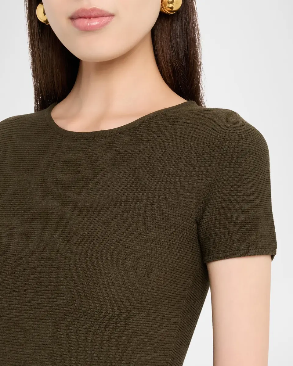 Giorgio Armani Ottoman Knit Fitted Short-Sleeve T-Shirt | Thumbnail 5