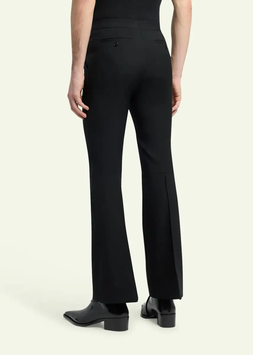 Alexander McQueen Men's Wool Slim Flare Flat-Front Trousers | Thumbnail 3 Alexander McQueen Men's Wool Slim Flare Flat-Front Trousers | Thumbnail 3