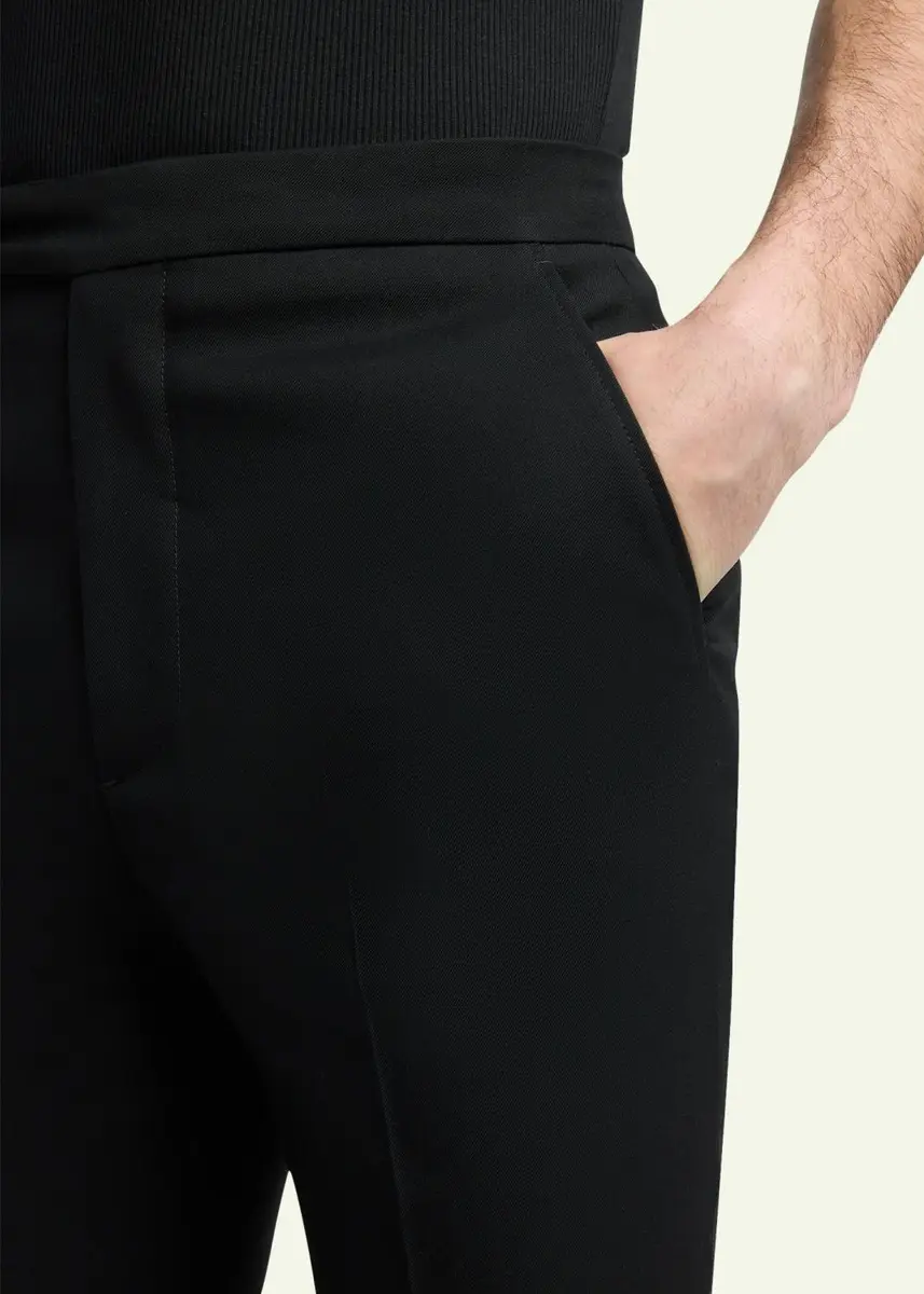 Alexander McQueen Men's Wool Slim Flare Flat-Front Trousers | Thumbnail 5 Alexander McQueen Men's Wool Slim Flare Flat-Front Trousers | Thumbnail 5
