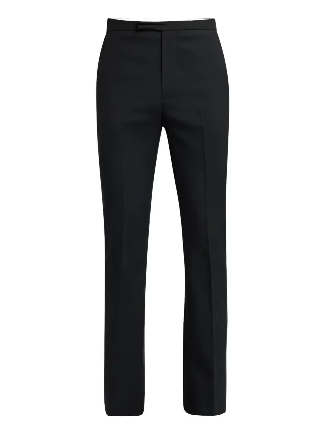 Men's Wool Slim Flare Flat-Front Trousers