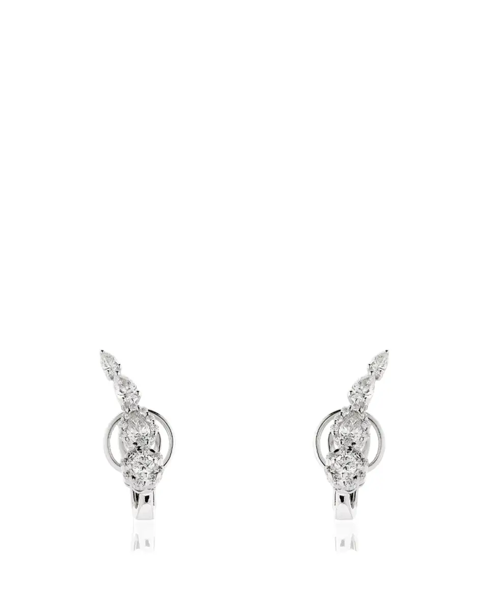 YEPREM 18K White Gold Graduated Diamond Climber Earrings | Thumbnail 2