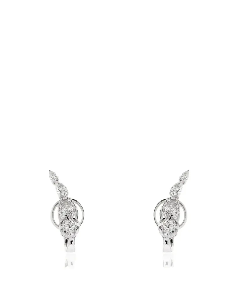 YEPREM 18K White Gold Graduated Diamond Climber Earrings