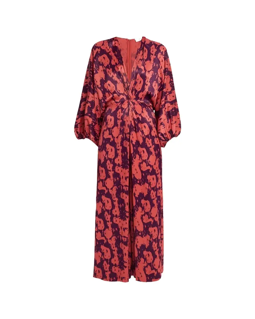 Diane von Furstenberg Kason Twist-Front Plunging Jumpsuit