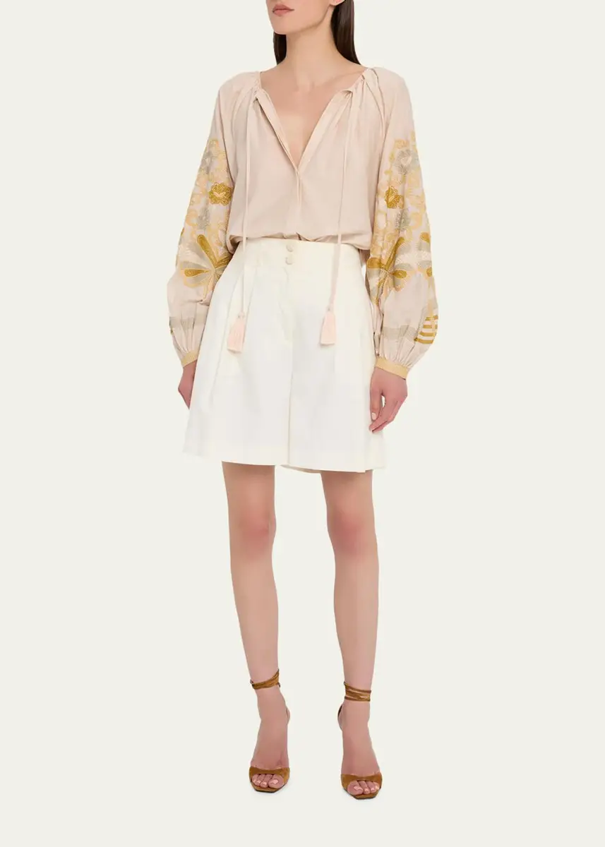 Kobi Halperin Addie Embroidered Cotton-Silk Blouse | Thumbnail 2 Kobi Halperin Addie Embroidered Cotton-Silk Blouse | Thumbnail 2