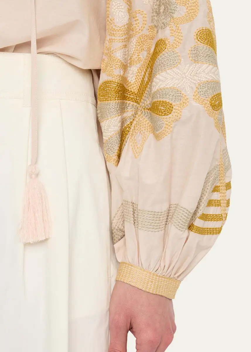 Kobi Halperin Addie Embroidered Cotton-Silk Blouse | Thumbnail 5 Kobi Halperin Addie Embroidered Cotton-Silk Blouse | Thumbnail 5