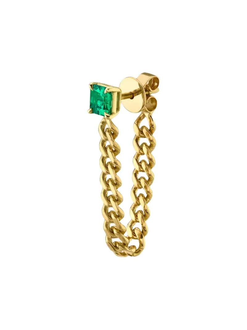 Anita Ko 18K Yellow Gold Colombian Emerald Cuban Link Loop Earring, Single