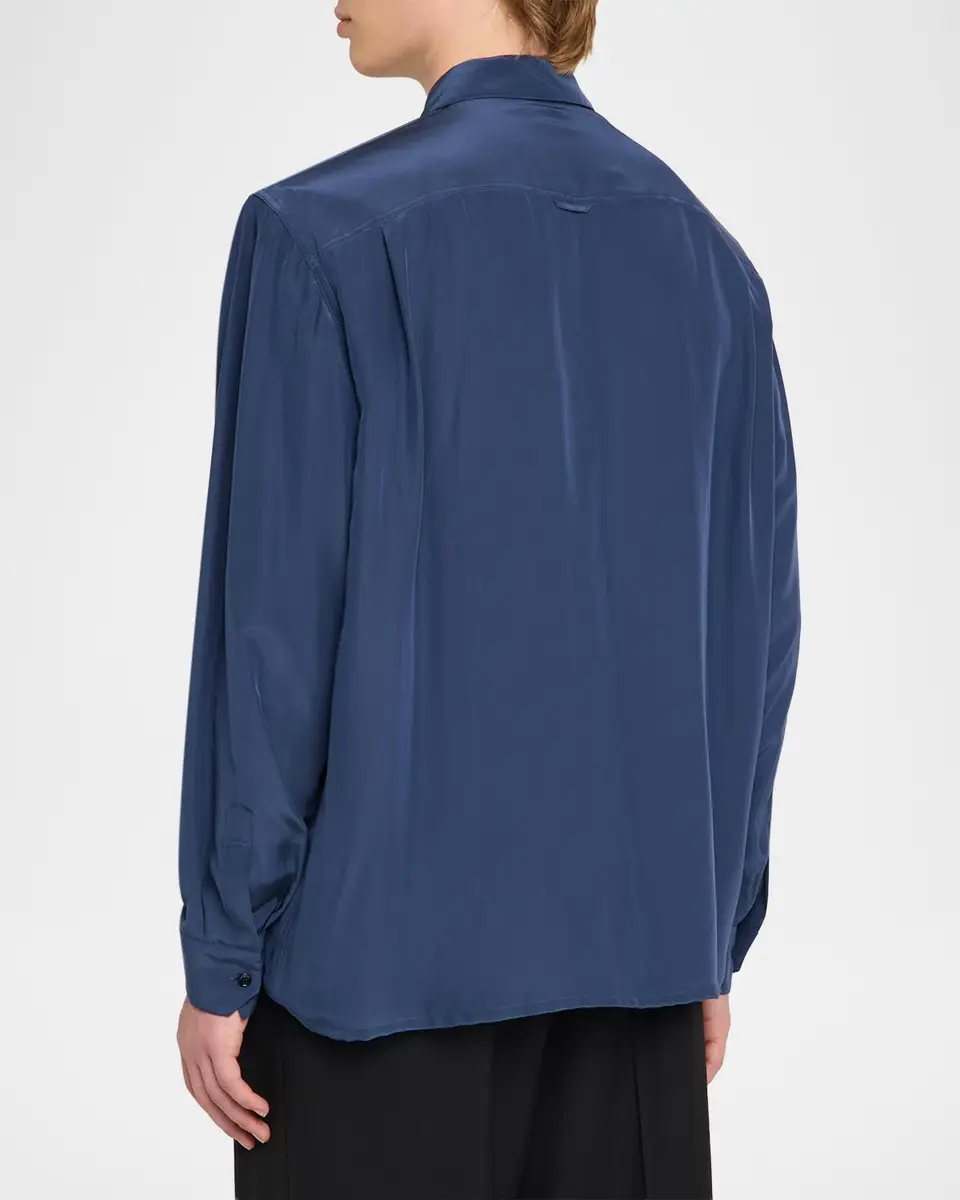 Saint Laurent Men's Viscose and Silk Double-Pocket Button-Down Shirt | Thumbnail 3 Saint Laurent Men's Viscose and Silk Double-Pocket Button-Down Shirt | Thumbnail 3