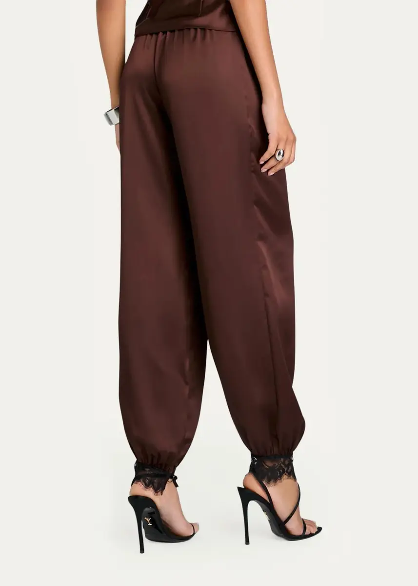 SEROYA Priya Lace-Trim Satin Harem Pants | Thumbnail 3 SEROYA Priya Lace-Trim Satin Harem Pants | Thumbnail 3