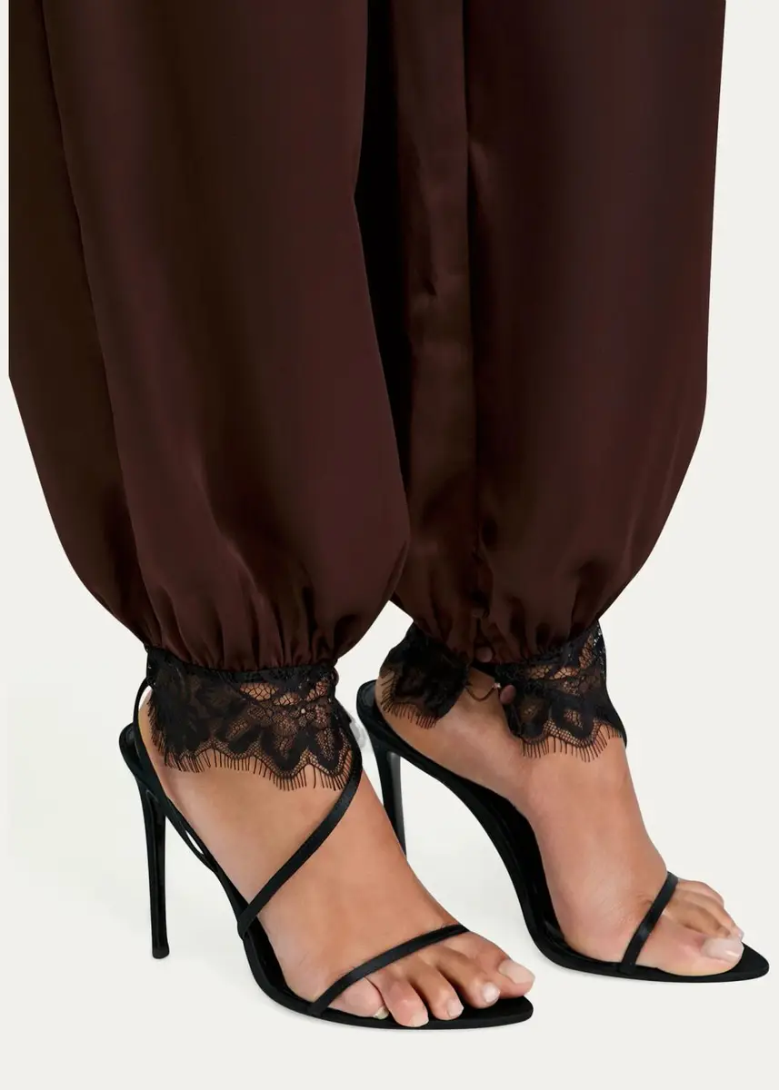 SEROYA Priya Lace-Trim Satin Harem Pants | Thumbnail 5 SEROYA Priya Lace-Trim Satin Harem Pants | Thumbnail 5