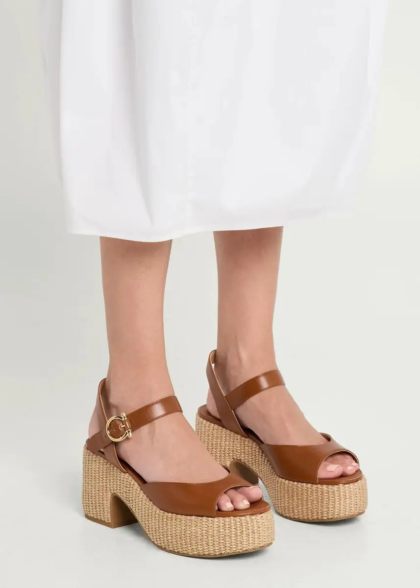 Ferragamo 90mm Nerea Raffia Leather Platform Sandals | Thumbnail 2 Ferragamo 90mm Nerea Raffia Leather Platform Sandals | Thumbnail 2