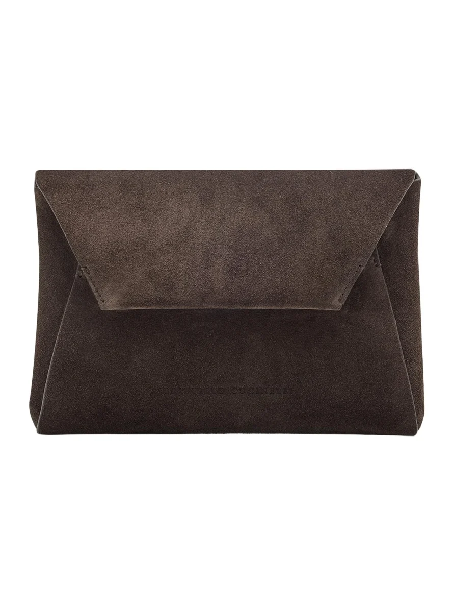 Suede Envelope Flap Clutch Bag