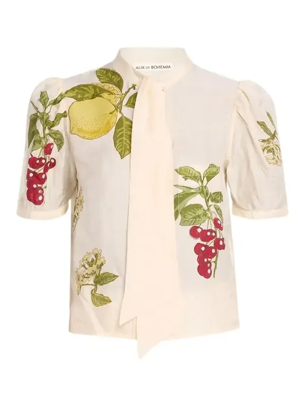 ALIX OF BOHEMIA Chance Four Fruit Tie-Neck Blouse