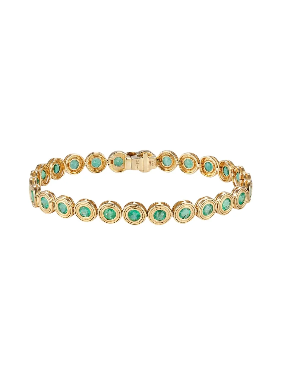 Sydney Evan 14K Emerald Green Fluted Bracelet