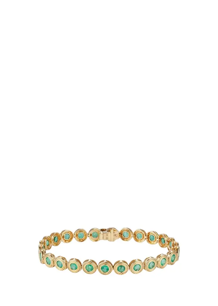 Sydney Evan 14K Emerald Green Fluted Bracelet